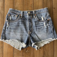 Levi  s 501 Original Women  s W27 Blue Distressed Cutoff Denim Jean Shorts