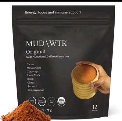 TWO  MUDWATER MUDWTR Organic Original Cacao Mushroom Coffee Alternative - 2.5oz