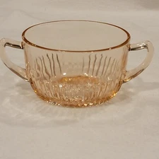 Vintage Double Handled Sugar Bowl Pink Glass Depression Era
