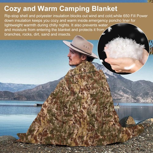 Tactical Army Poncho Liner, 82x58" Water Repellent Woobie Blanket for Camping, H - Picture 13 of 30