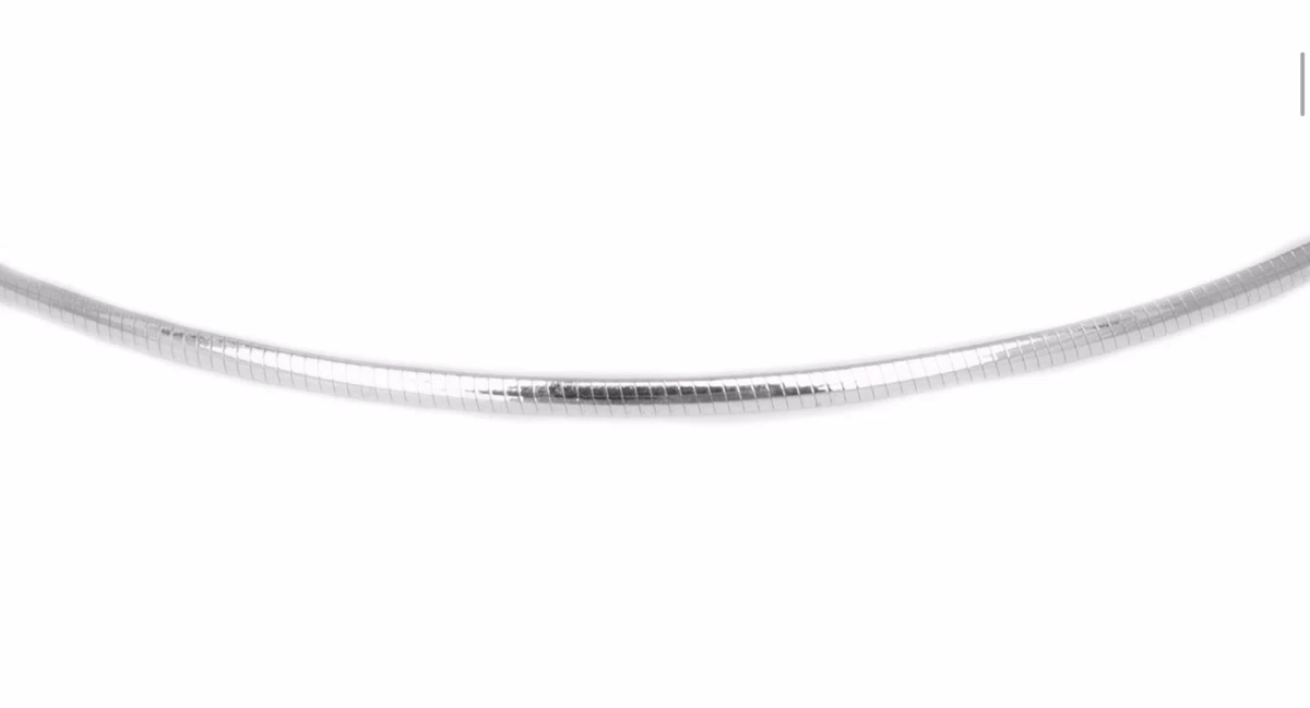 14k White Gold 1mm Round Omega Necklace 16 Inches | Sarraf.com