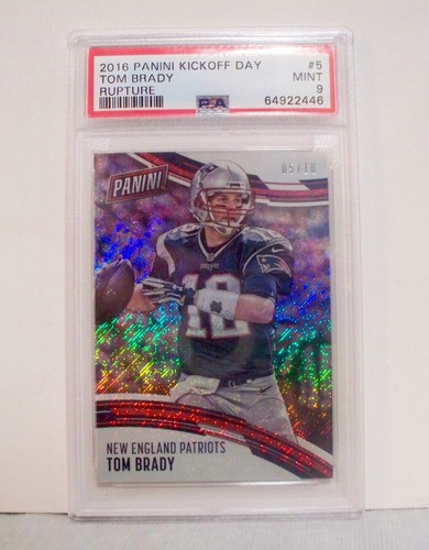 2016 PANINI KICKOFF DAY CARD #5 TOM BRADY #5/10 RUPTURE MINT PSA 9 - Picture 3 of 5