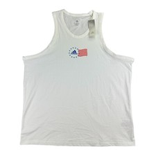 Adidas Mens American Flag Logo Graphic Tank Top White 2XL