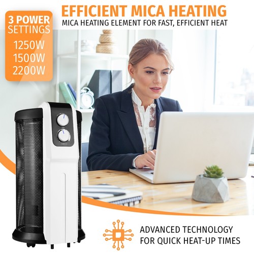 Cylindrical Mica Electric Heater 360° Surround Heating 2200W 3 Heat Settings - Picture 11 of 13