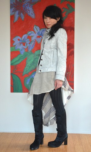 White Painted Leather Jacket 
