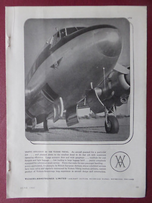 6/1947 PUB VICKERS ARMSTRONGS WIKINGER FLUGZEUG FLUGZEUG ORIGINAL ANZEIGE