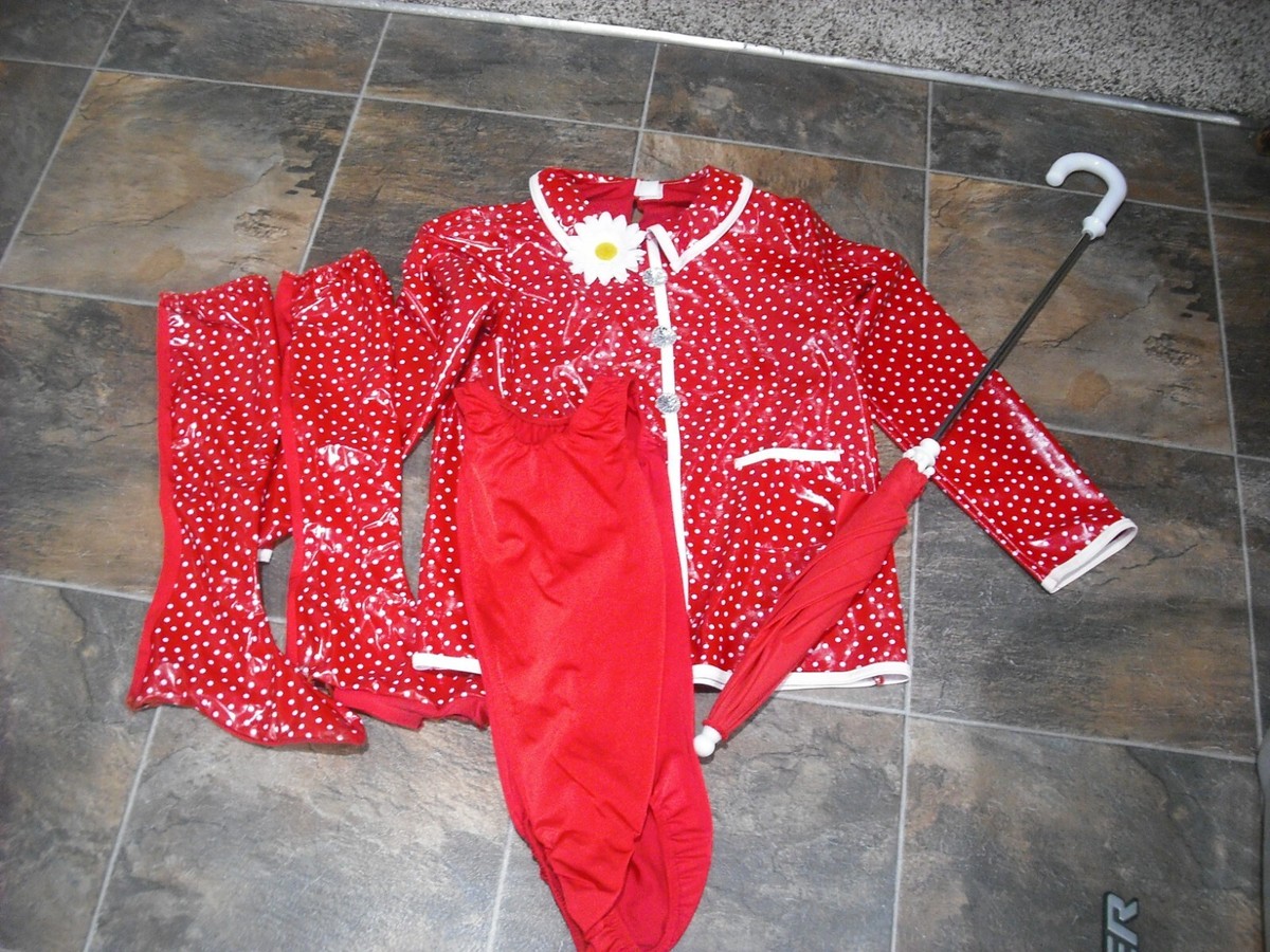 Costume Gallery Girls Dance Costume Child L Red Polka dot Rain