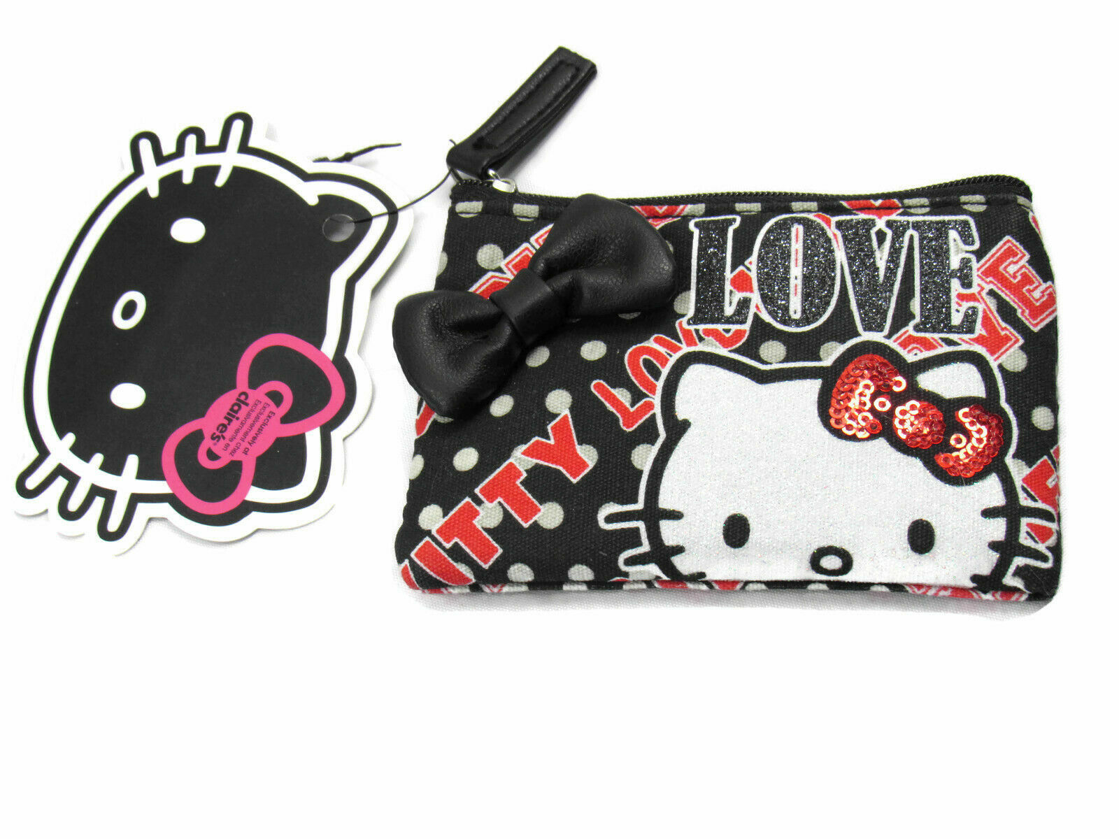 Cartera de monedas Loungefly Sanrio Hello Kitty con arco amor niñas talla única nueva