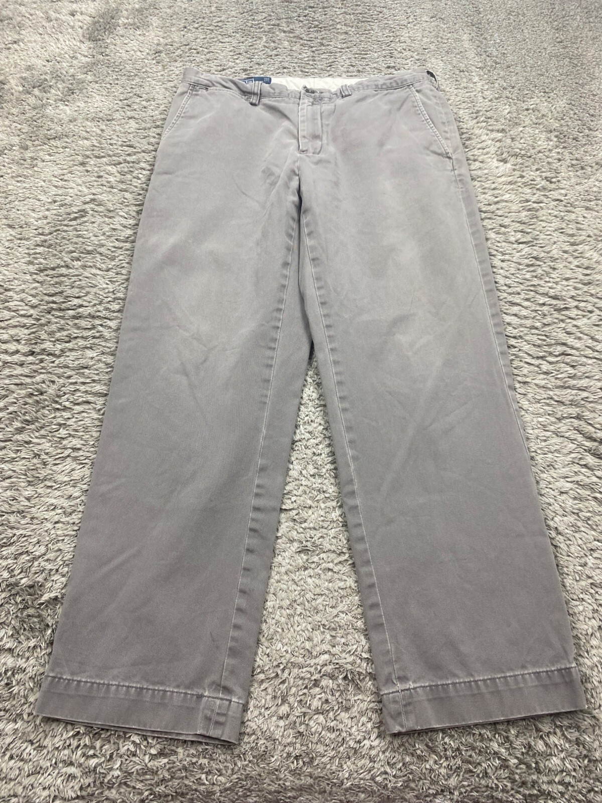 Polo Ralph Lauren Pants Men 34x30 Preston Gray Canvas Relaxed Fit Golf Chino Vtg