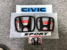 Genuine 5Pcs Black Front Rear Emblem For 2022-24 Honda CIVIC Sport Sedan 4-Door