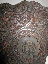 Stary duży stempel do druku tkanin - stempel do tapety drewno kwiatowy wzór