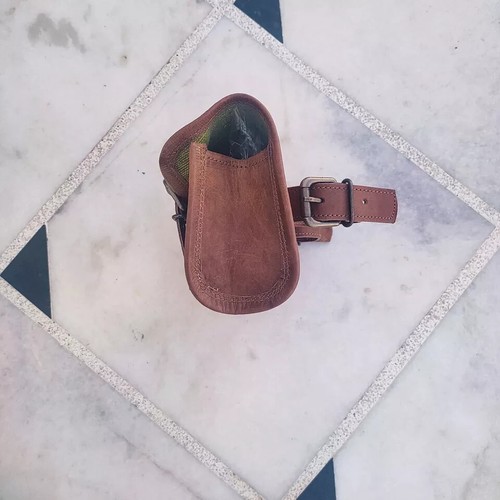 Goat Leather Vintage Tool Brown New Motorcycle Buckle Closure Genuine Strap Bag - Picture 3 of 4
