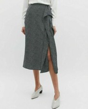 NWT $375 Equipment Climmie Ruffle Midi Skirt in Eclipse [SZ Medium ] #2705