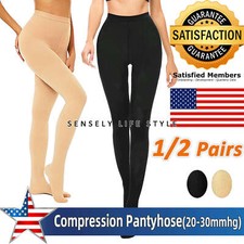 Womens High Waist Compression Pantyhose 20-30mmHg Plus Size Shaping Tights US
