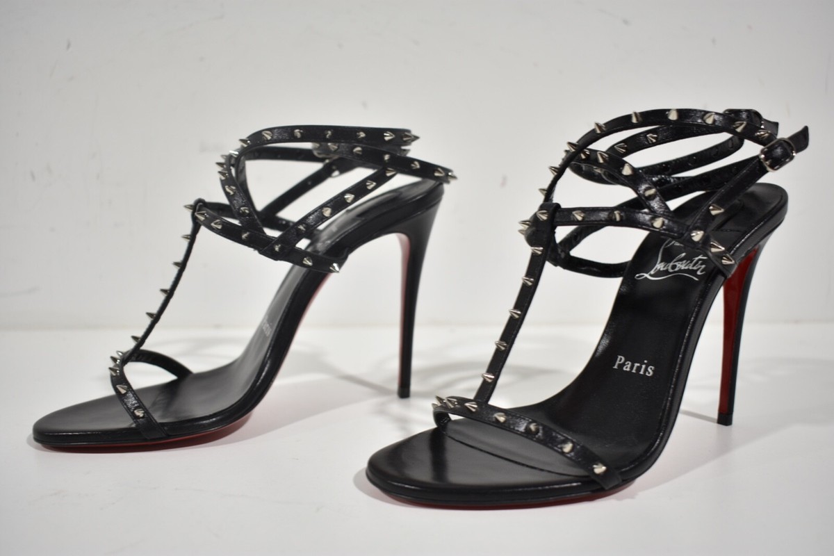 【CHRISTIAN LOUBOUTIN】SPIKES SANDALS Tatooshka Spikes leather sandals in black - Christian