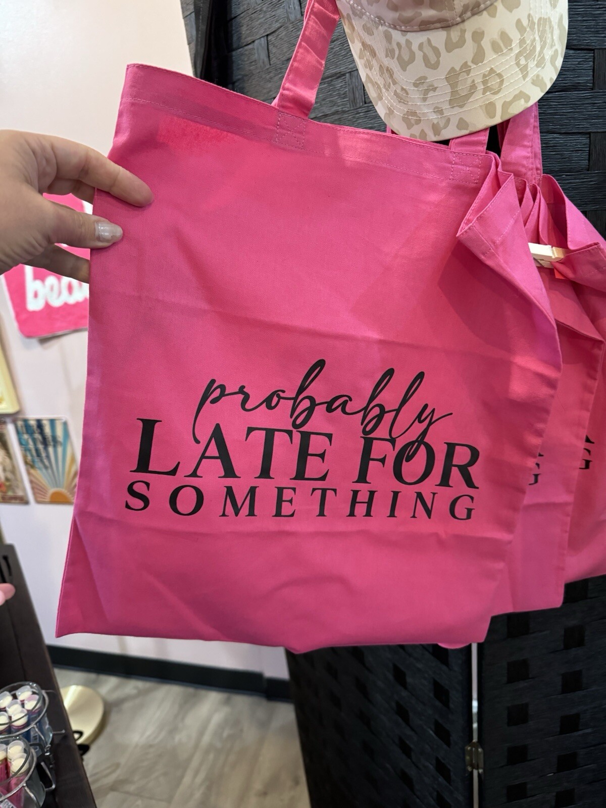 Pink Farmers Market Tote Bag Eco Friendly Reusable Grocery Carry All