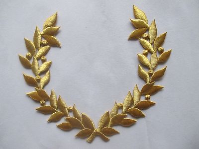 #2587 7 1/4'' Golden Olive Branch Embroidery Iron On Applique Patch