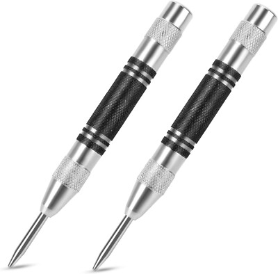 2Pcs Heavy Duty Automatic Center Punch 5 Premium Steel Spring Loaded Center