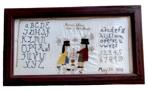 Americana Needlework School ABC Sampler with Colonial Pictorial - 第 1/4 張圖片