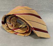 Bruno Piattelli Handmade Silk Multicolor Striped Tie Gold Rust Blue Green NEW