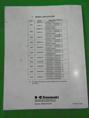 Genuine Kawasaki Ninja ZX-6 ZZ-R600 ZZ-R500 Manual Supplement