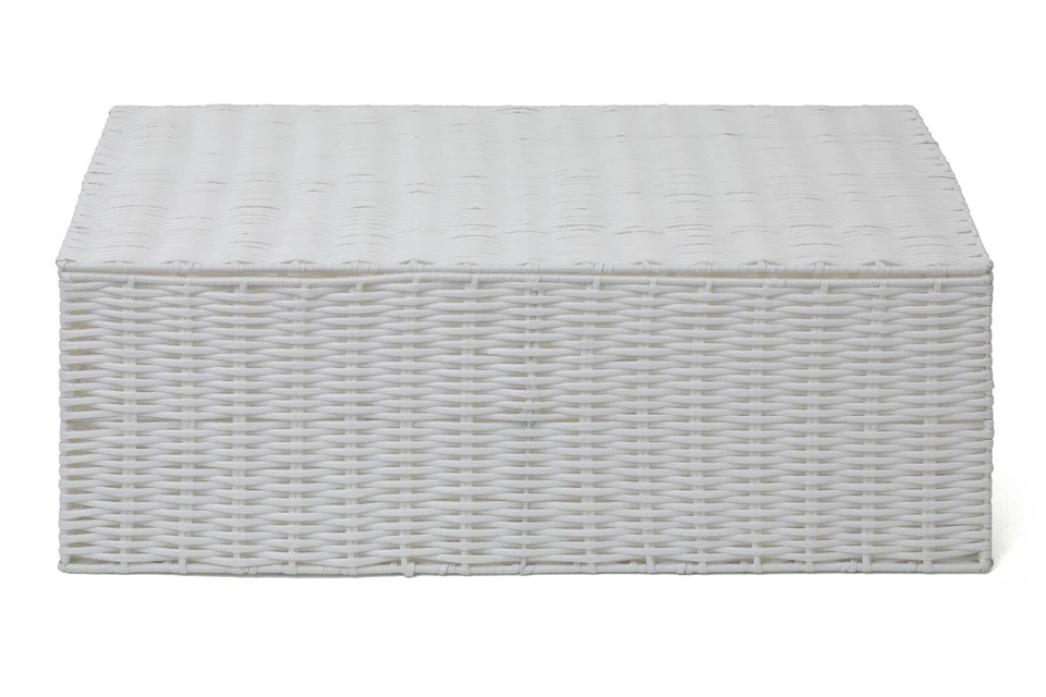 Storage Basket Chest Under Bed White Resin Woven Trunk Basket Medium - Image 3 of 4