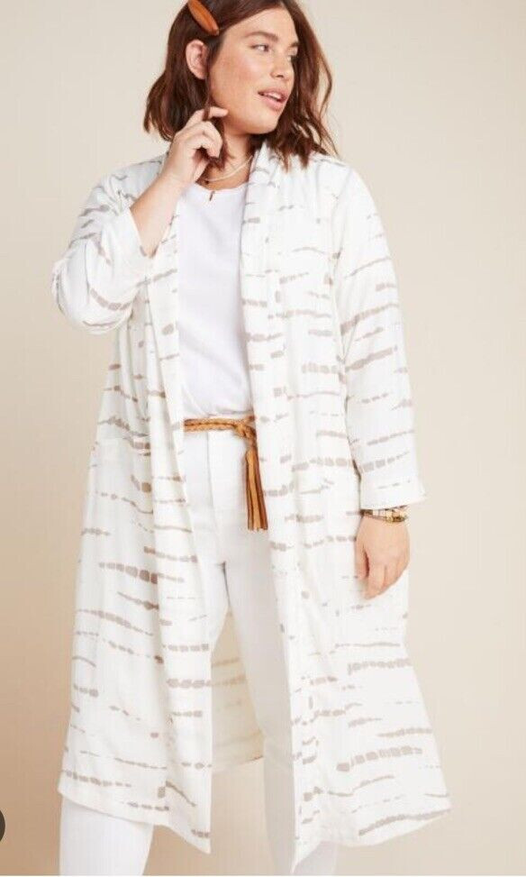 NEW Anthropologie x BB Dakota Deedra Long Duster Jacket Pocket Chiffon Sz.S