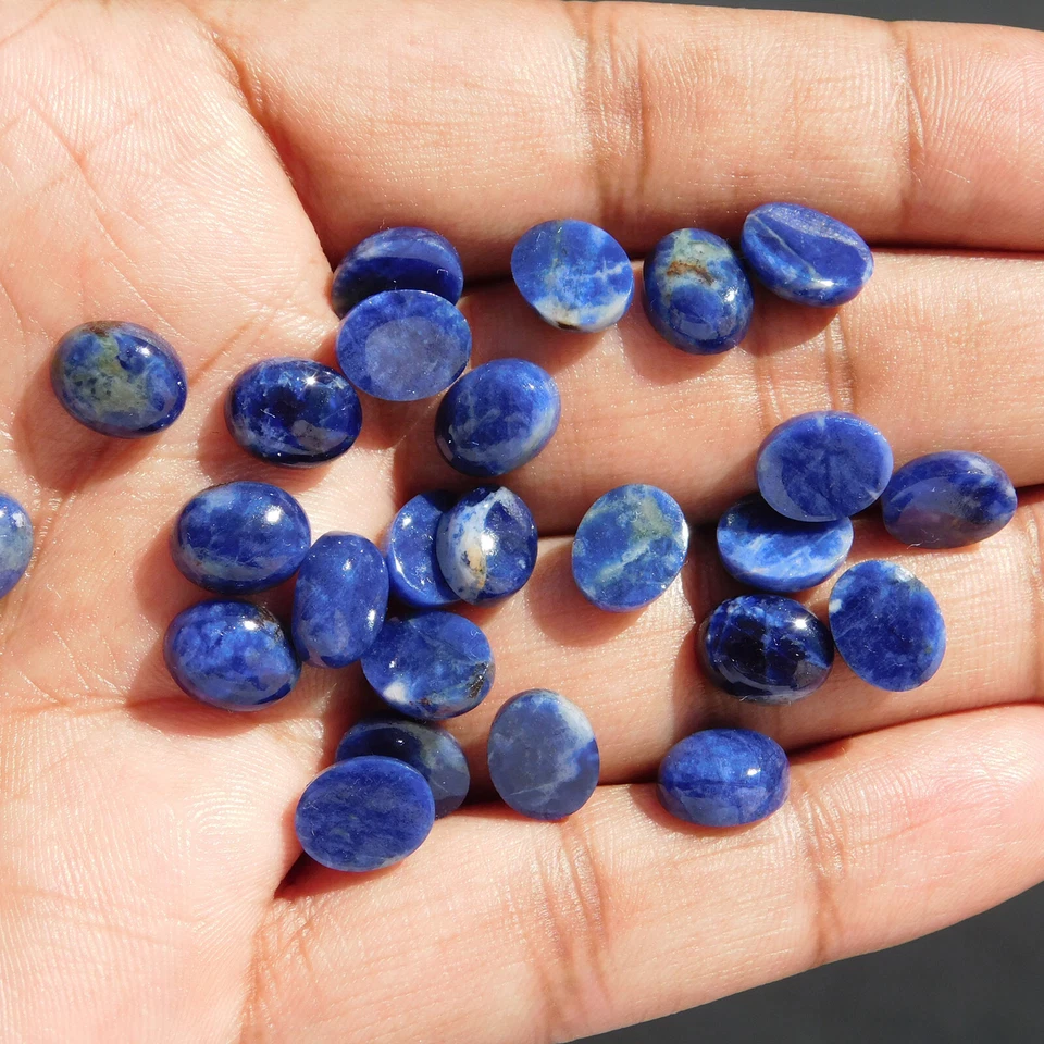 Natural Sodalite Oval 3x5 mm to 15x20 mm Cabochon Loose Gemstone Lot - Image 3 of 4
