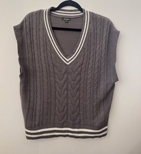 WILD FABLE Oversized Sweater Vest Grey/ White Women  s Size Small