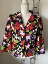 Tahari Arthur s. Levine Blazer Size 10 Women's Floral Multi-Color Lined Snap