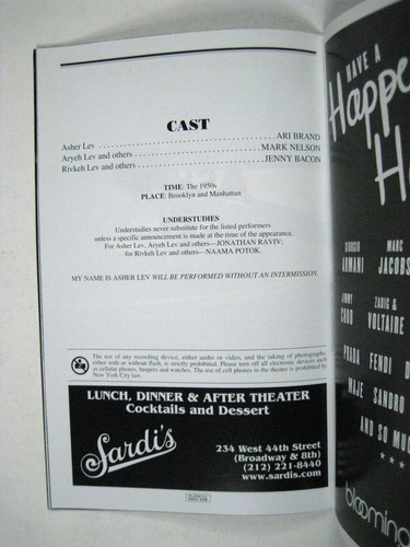 Mein Name ist Asher Lev Spielzettel 2012 Westside Theater Ticket Marke Nelson Bacon - Bild 5 von 9