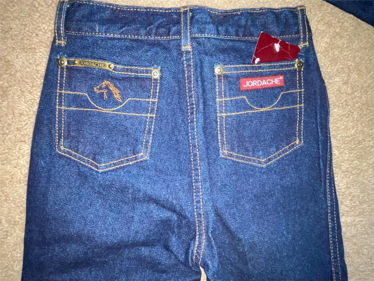 VTG 80S GIRLS 7 8 12 14 JORDACHE FASHION DARK DENIM NEW WAVE JEANS