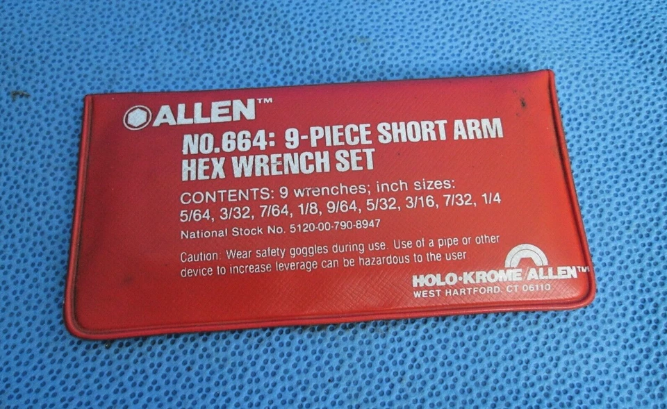Allen No. 664 Short Arm Hex Wrench Set 9 Piece (USA Made) - Image 2 of 2