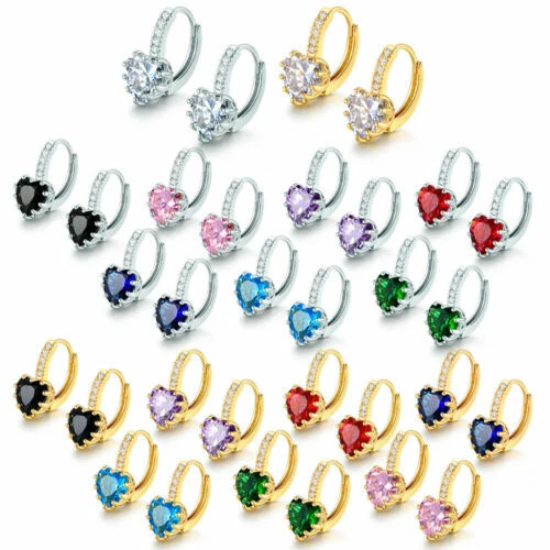 Aro Esmeralda Bañado en Oro Blanco Pendientes de Moda