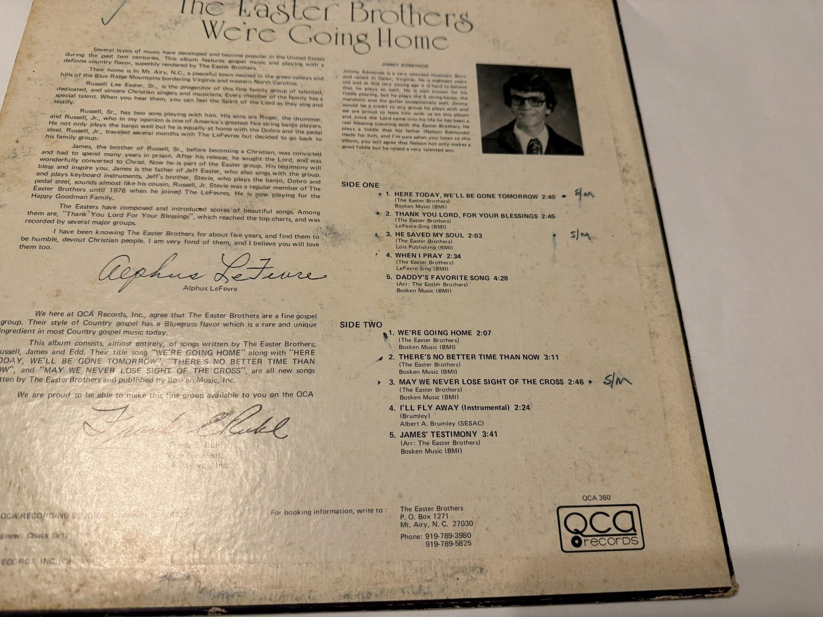 The Easter Brothers We’re Going Home Gospel Vinyl LP Album 22E