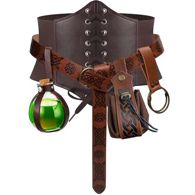 5PCS Corset Renaissance Belt Medieval Pouch Potion Bottle  display picture 2
