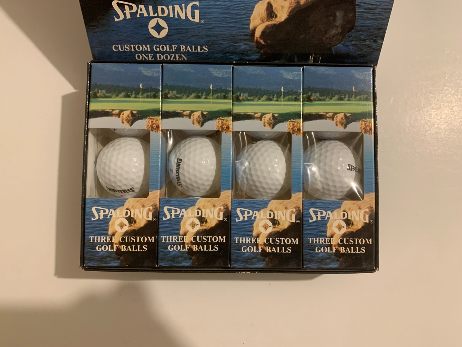 SPALDING VINTAGE CUSTOM GOLF 12 BALLS DOZEN NEW UNUSED ORIGINAL BOX