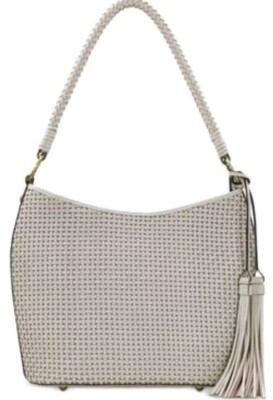 NWT $229 Patricia Nash Woven Leather Shoulder Bag Latte Color New 