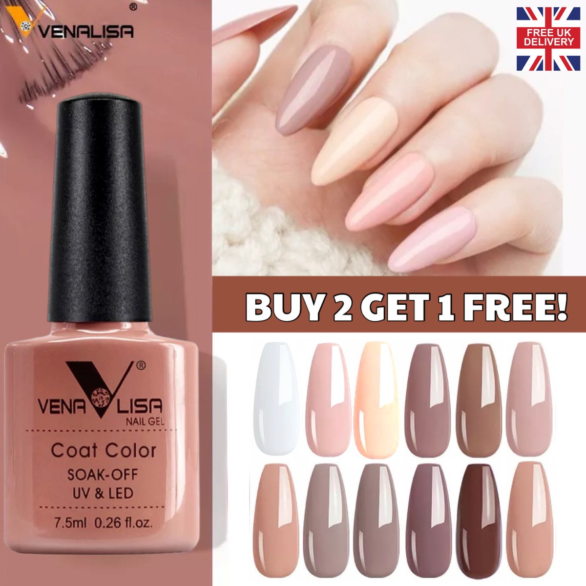 Nude Nail Gel Polish 16 Beige Pink Colour Cover French Manicure UV LED  VENALISA