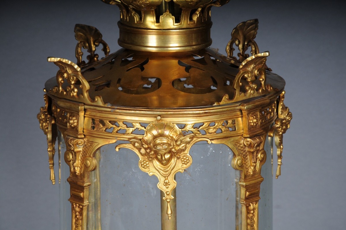 French Fire Bronze Brass Lantern/Chandelier Louis XVI Form French Fire Bronze Brass Lantern/Chandelier Louis XVI Form
