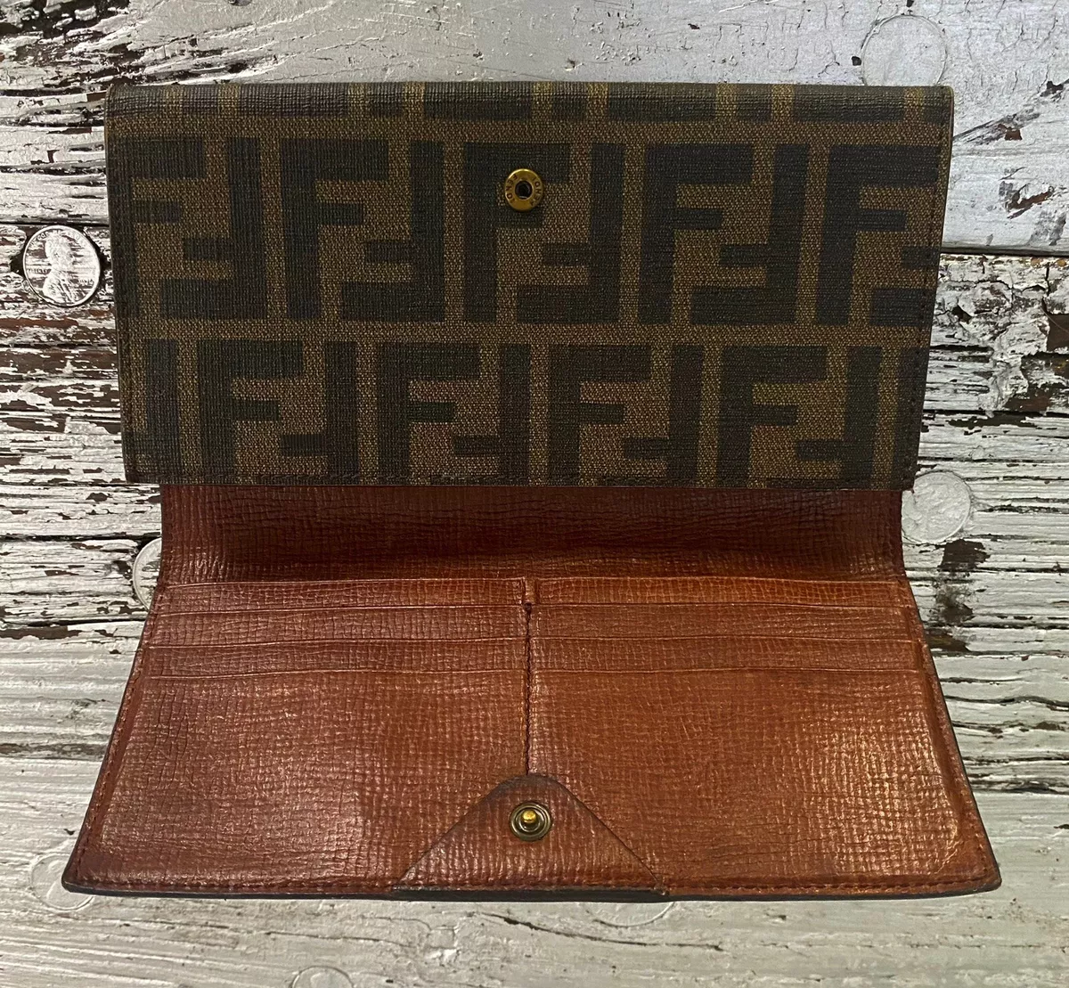 Fendi card holder in leather and coated canvas