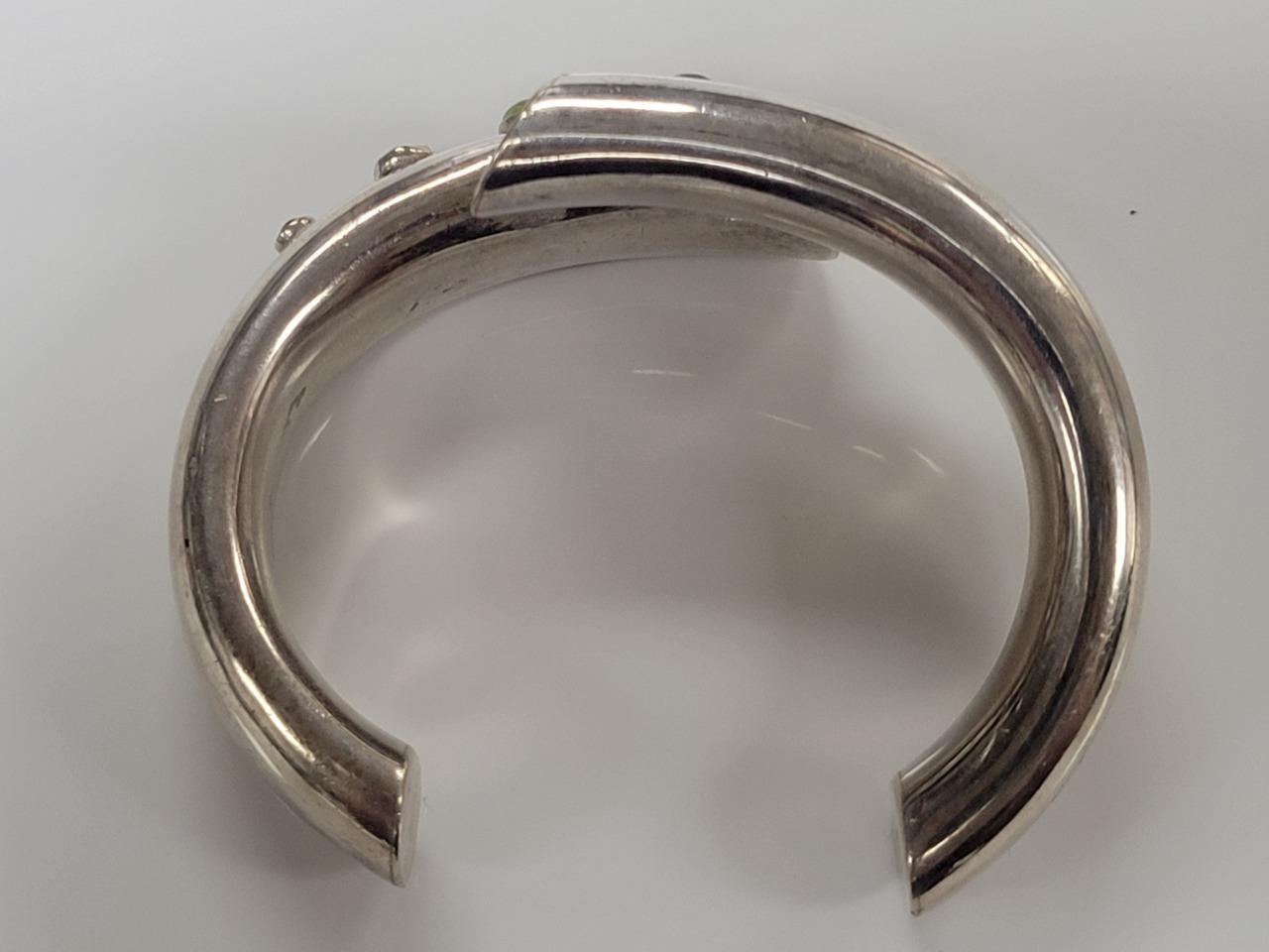 Sterling Silver Puffy Statement Cuff Bracelet 5.7… - image 5