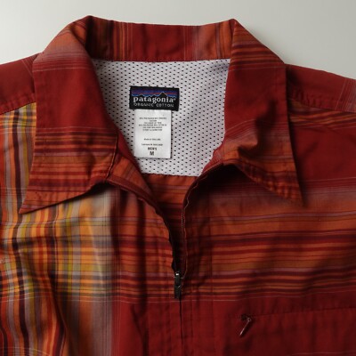 トップス Patagonia rhythm shirt Vintage Patagonia Men's Rhythm plaid Short Sleeve Full Zip Shirt