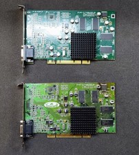LOT OF 2 ATI RADEON GRAPHICS 109-85500-01 32MB DDR PCI VGA DVI VIDEO CARD