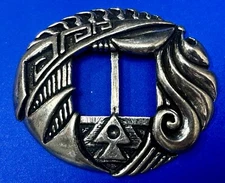 Native American Indian Tribal Art Style Small Vtg. EGE 1994 Belt Slide Buckle 