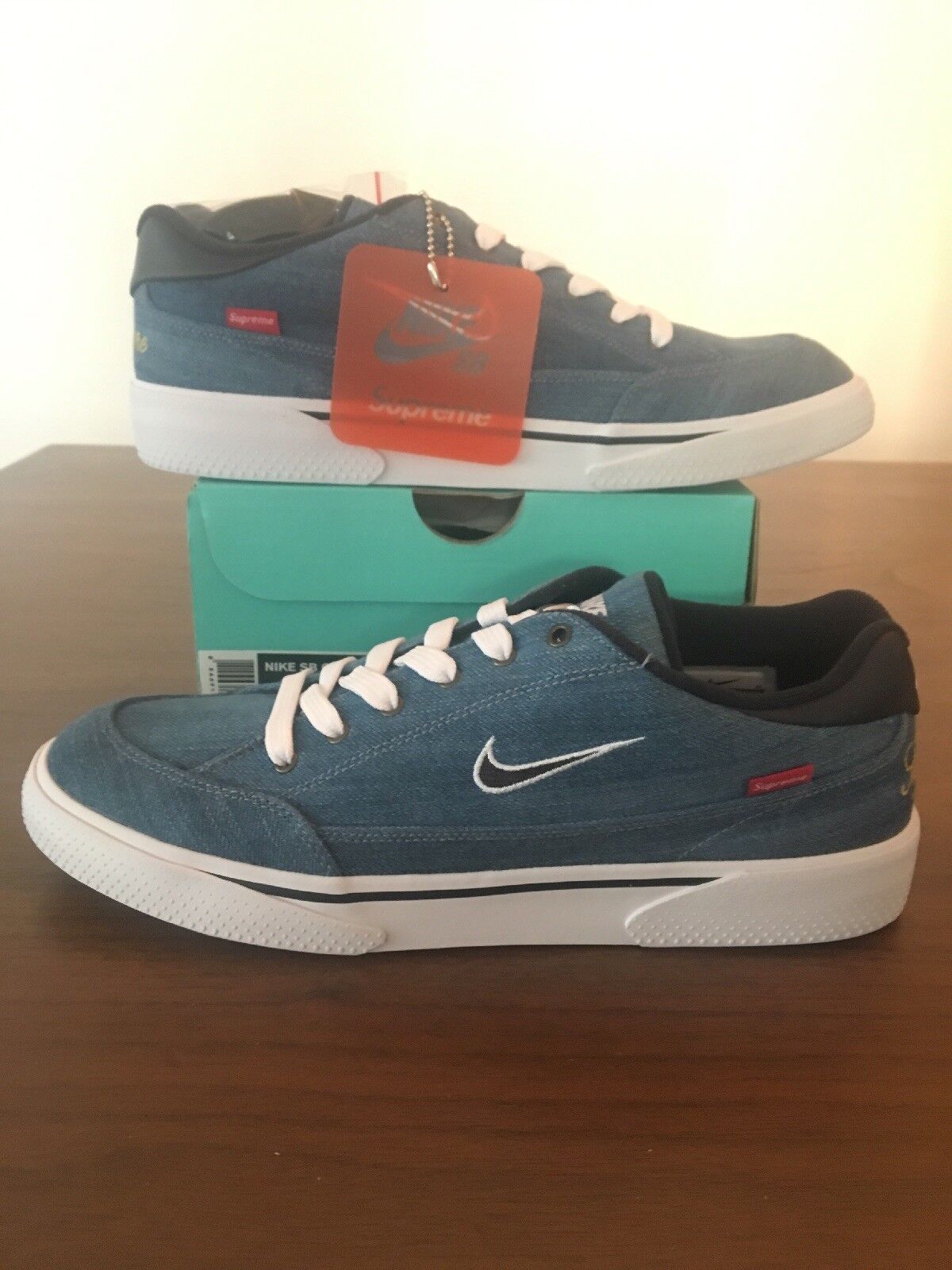 Ventilación cortar a tajos diseño Nike SB GTS QS Supreme - SIZE 9 NEW - 801621-441 White Obsidian Blue Denim  | eBay