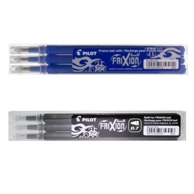 Pilot FRIXION Minen blau/schwarz WISCHBARER Tintenroller Marker Stift 0,7 mm