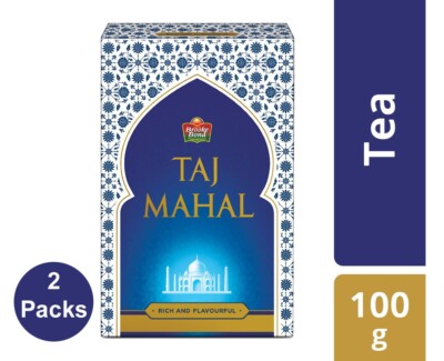 2x Brooke Bond Taj Mahal Tea 100% Original Finest Assam Black Chai Tea - 100 gm