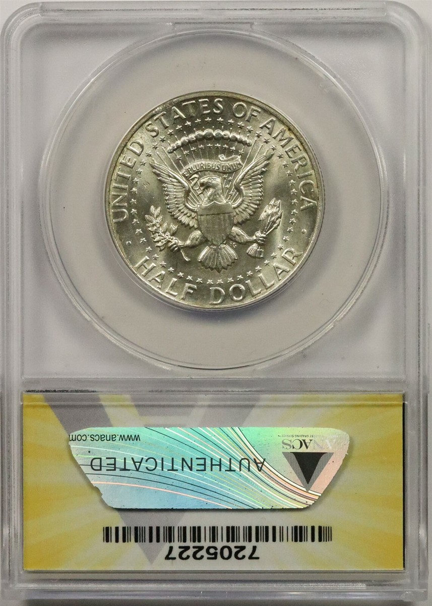 1964 50C ANACS MS 62 (Rim Clip 12.40 Grams) Kennedy Silver Half