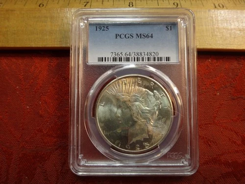 1925 United States Silver Peace Dollar $1 PCGS Graded MS64 - No Reserve
